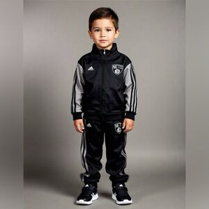 Adidas Brooklyn Nets Toddler Full Zip Black Track Set Size L 7T